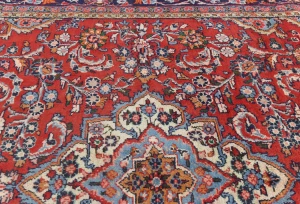 Vintage Red Floral 6'4 X 9'10 Hamedan Persian Rug