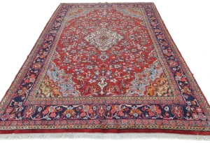 Vintage Red Floral 6'4 X 9'10 Hamedan Persian Rug