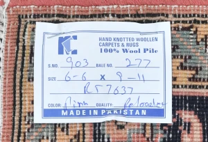 Vintage Blush Pink Geometric Traditional 7X10 Tabriz Persian Rug