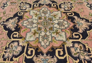 Vintage Blush Pink Geometric Traditional 7X10 Tabriz Persian Rug