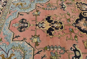 Vintage Blush Pink Geometric Traditional 7X10 Tabriz Persian Rug