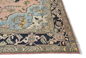 Vintage Blush Pink Geometric Traditional 7X10 Tabriz Persian Rug