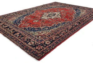 Vintage Red Traditional Floral 8x11 Hamedan Persian Rug