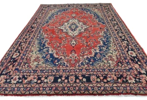 Vintage Red Traditional Floral 8x11 Hamedan Persian Rug