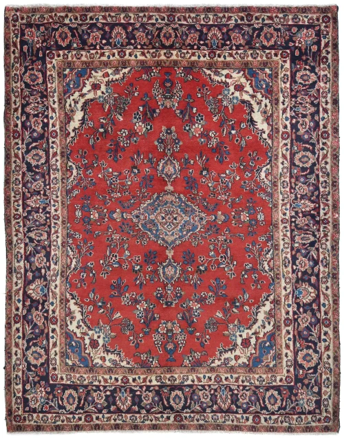Vintage Red Floral Traditional 7X10 Hamedan Persian Rug