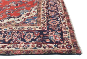 Vintage Red Floral Traditional 7X10 Hamedan Persian Rug