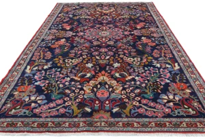 Vintage Navy Blue Traditional 7X10 Hamedan Persian Rug