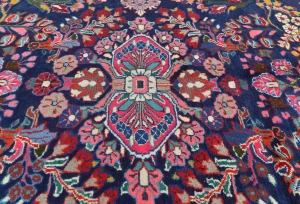 Vintage Navy Blue Traditional 7X10 Hamedan Persian Rug