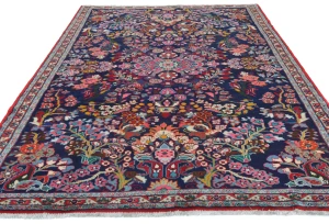 Vintage Navy Blue Traditional 7X10 Hamedan Persian Rug