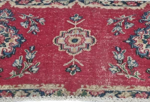 Semi Antique Muted Red Floral 1'8X2'11 Distressed Oriental Rug