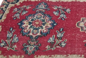 Semi Antique Muted Red Floral 1'8X2'11 Distressed Oriental Rug