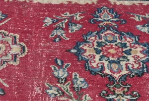 Semi Antique Muted Red Floral 1'8X2'11 Distressed Oriental Rug