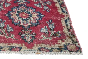 Semi Antique Muted Red Floral 1'8X2'11 Distressed Oriental Rug