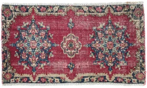 Semi Antique Muted Floral 2X3 Distressed Oriental Rug