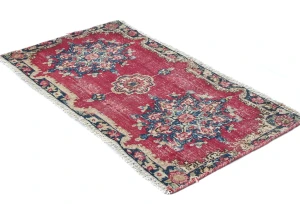 Semi Antique Muted Floral 2X3 Distressed Oriental Rug