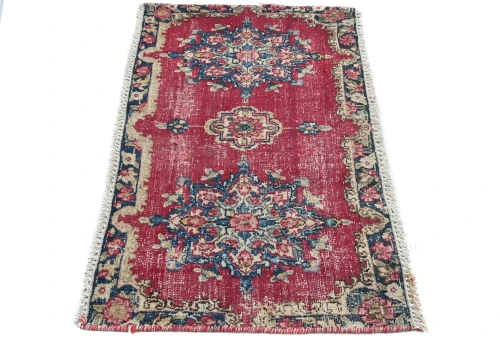 Semi Antique Muted Floral 2X3 Distressed Oriental Rug