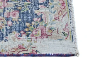 Semi Antique Muted Floral 1'5X1'6 Distressed Oriental Square Rug