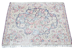 Semi Antique Muted Floral 1'7X1'8 Distressed Oriental Square Rug