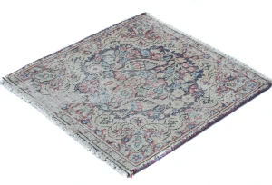 Semi Antique Muted Floral 1'7X1'8 Distressed Oriental Square Rug