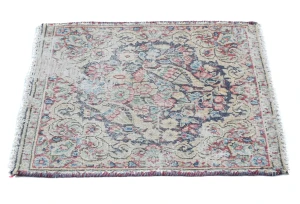 Semi Antique Muted Floral 1'7X1'8 Distressed Oriental Square Rug
