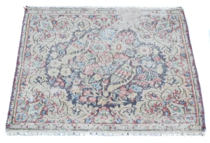 Semi Antique Muted Floral 1'7X1'8 Distressed Oriental Square Rug