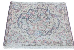 Semi Antique Muted Floral 1'7X1'8 Distressed Oriental Square Rug