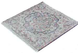 Semi Antique Muted Floral 1'7X1'8 Distressed Oriental Square Rug