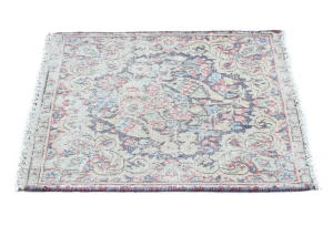 Semi Antique Muted Floral 1'7X1'8 Distressed Oriental Square Rug