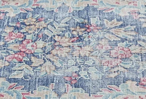 Semi Antique Muted Floral 1'6X2'3 Distressed Vintage Oriental Rug