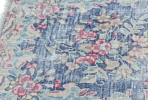 Semi Antique Muted Floral 1'6X2'3 Distressed Vintage Oriental Rug