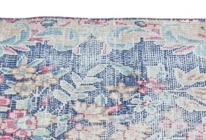 Semi Antique Muted Floral 1'6X2'3 Distressed Vintage Oriental Rug