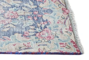Semi Antique Muted Floral 1'6X2'3 Distressed Vintage Oriental Rug