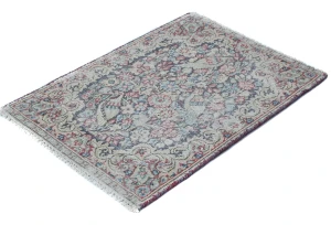 Semi Antique Muted Floral 1'7 X 2'3 Distressed Oriental Rug