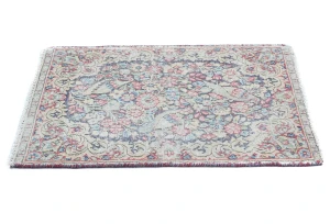 Semi Antique Muted Floral 1'7 X 2'3 Distressed Oriental Rug