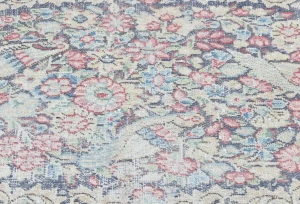 Semi Antique Muted Floral 1'7 X 2'3 Distressed Oriental Rug