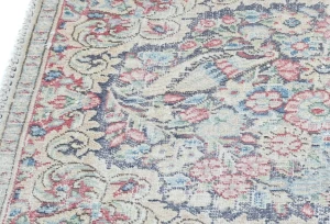Semi Antique Muted Floral 1'7 X 2'3 Distressed Oriental Rug