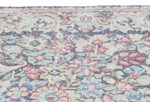 Semi Antique Muted Floral 1'7 X 2'3 Distressed Oriental Rug