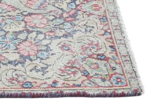 Semi Antique Muted Floral 1'7 X 2'3 Distressed Oriental Rug