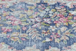 Semi Antique Muted Floral 1'6X2'2 Distressed Vintage Oriental Rug