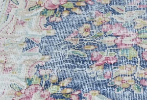 Semi Antique Muted Floral 1'6X2'2 Distressed Vintage Oriental Rug