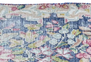 Semi Antique Muted Floral 1'6X2'2 Distressed Vintage Oriental Rug