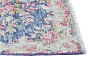 Semi Antique Muted Floral 1'6X2'2 Distressed Vintage Oriental Rug