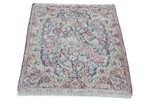 Semi Antique Muted Floral 1'7 X 2'3 Distressed Oriental Rug