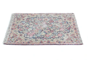 Semi Antique Muted Floral 1'7 X 2'3 Distressed Oriental Rug
