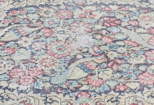Semi Antique Muted Floral 1'7 X 2'3 Distressed Oriental Rug