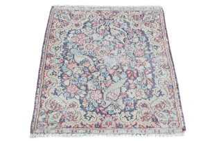 Semi Antique Muted Floral 1'7 X 2'3 Distressed Oriental Rug
