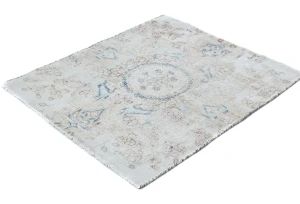 Semi Antique Muted Cream Floral 2'6X2'11 Distressed Oriental Rug