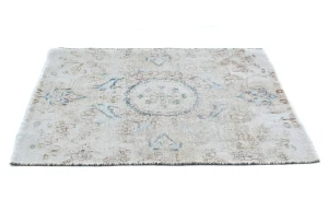 Semi Antique Muted Cream Floral 2'6X2'11 Distressed Oriental Rug