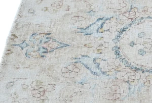 Semi Antique Muted Cream Floral 2'6X2'11 Distressed Oriental Rug