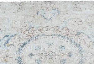 Semi Antique Muted Cream Floral 2'6X2'11 Distressed Oriental Rug